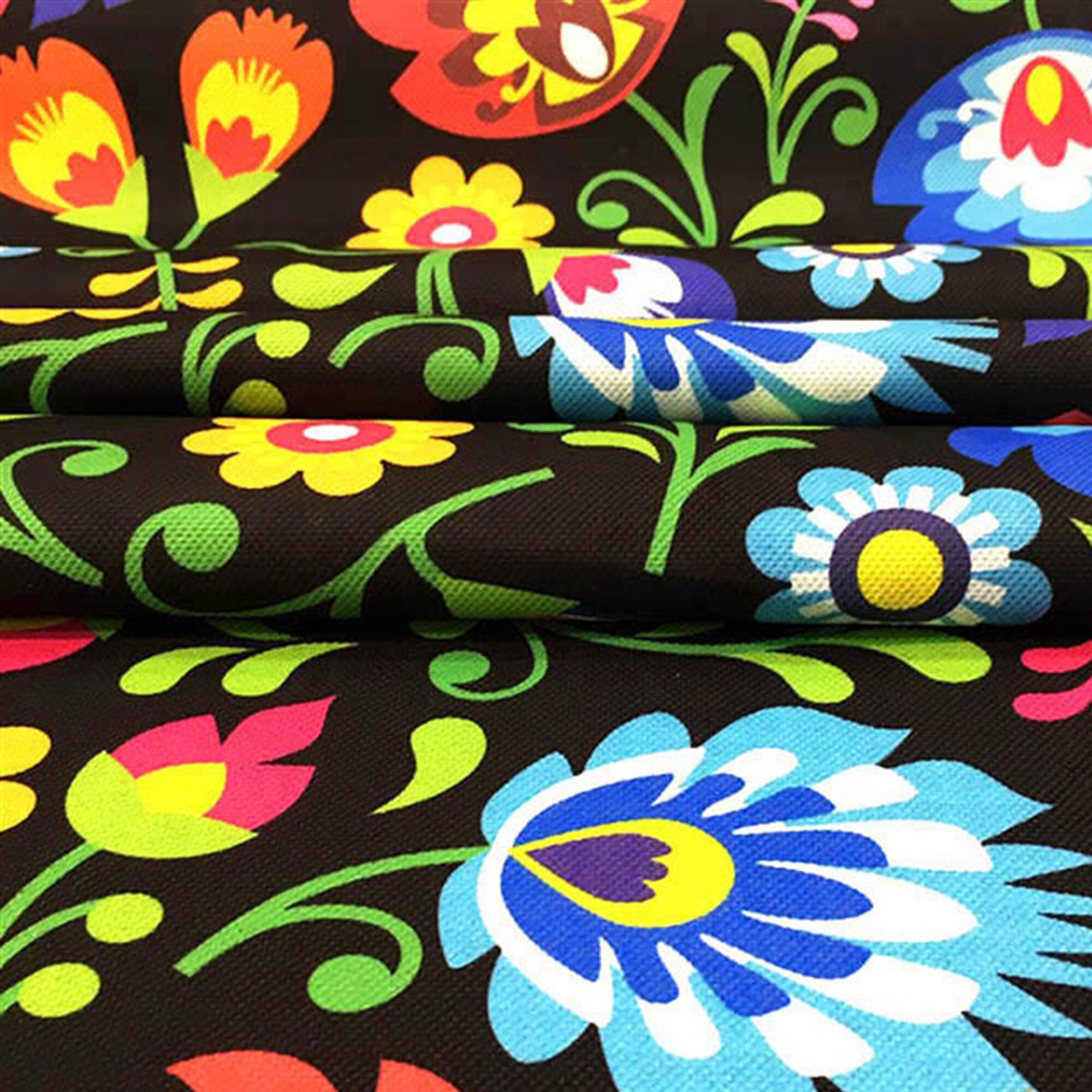 Polish Folk Art Floral Upholstery Fabric Abstract Boho Ethnic Etsy