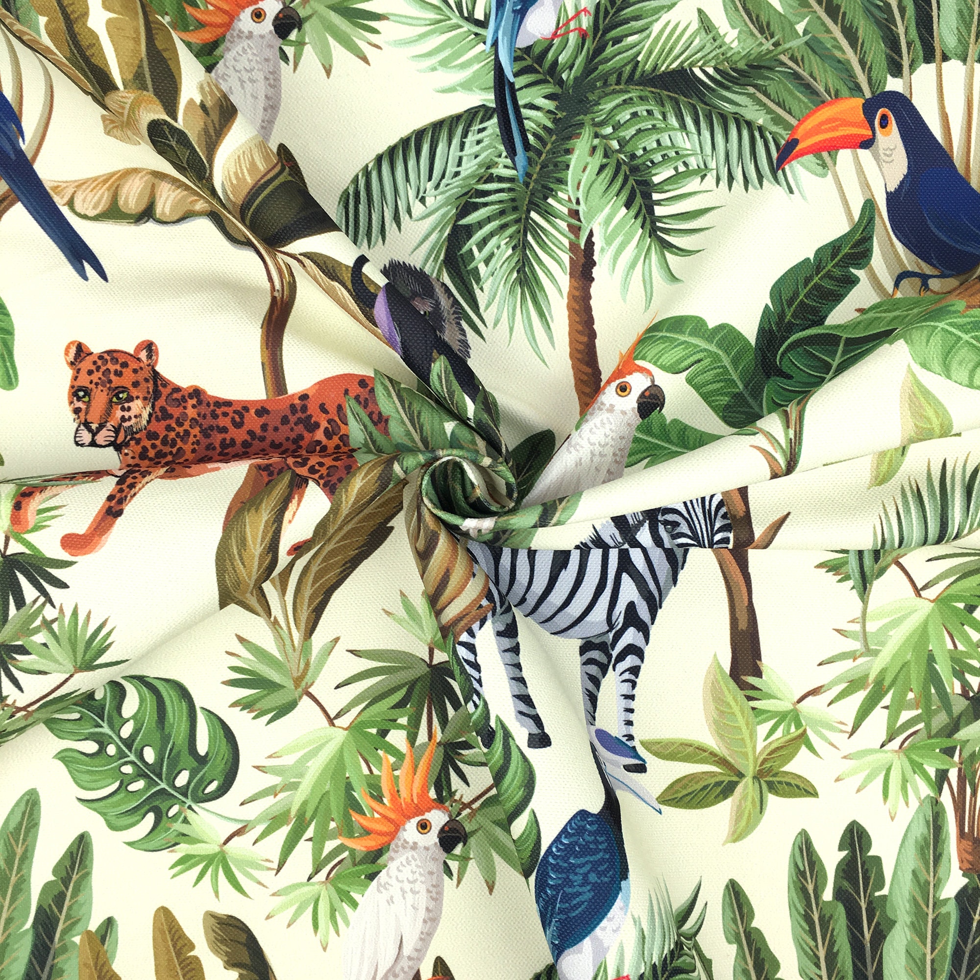 Jungle Animals Fabric by the Yard Tropical Bird Tiger Zebra - Etsy