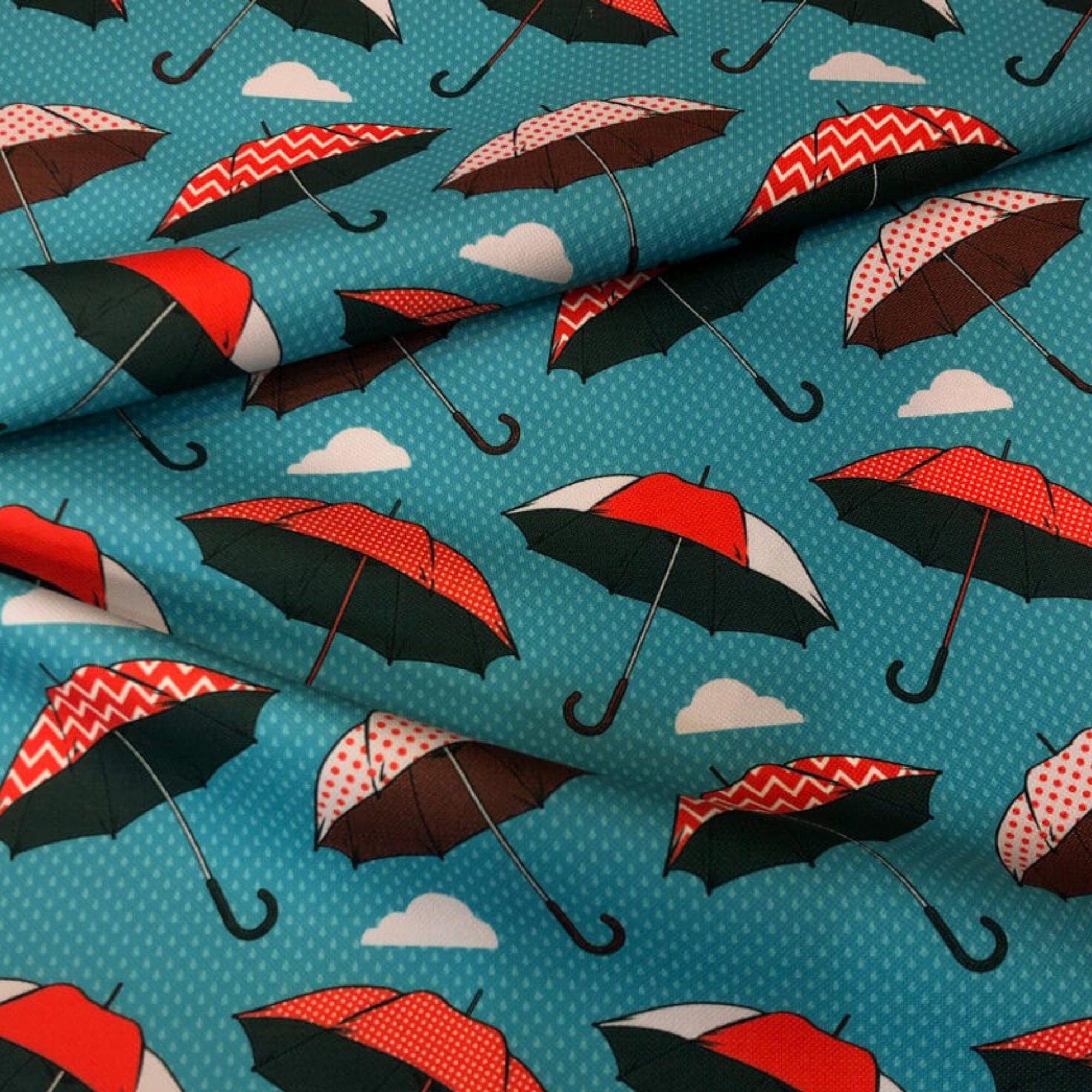 Pop Art Umbrella Fabric by the Yard Colorful Raining Etsy