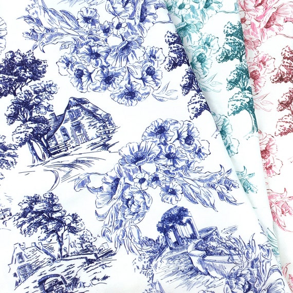Toile De Jouy Upholstery Fabrics by the Yard, Scenery Landscape Painting  Print Home Decor Drapery Sofa Chair Furniture Upholstery Fabric 