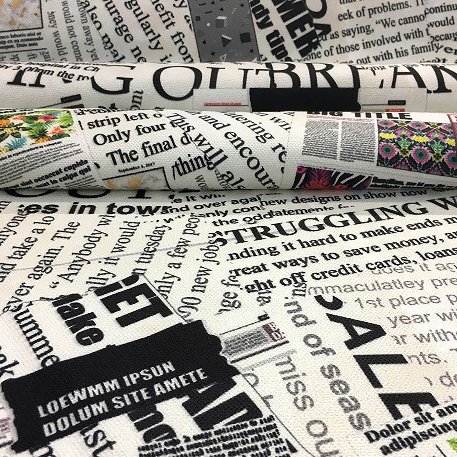 Newspaper Fabric by the Yard Black and White Magazine Text Etsy