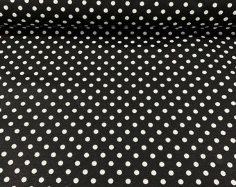 Black Polka Dot Canvas Fabric Water Resistant Cotton Outdoor Material Home Decor Curtain Furnishing Sofa Chair Upholstery Fabric by the Yard