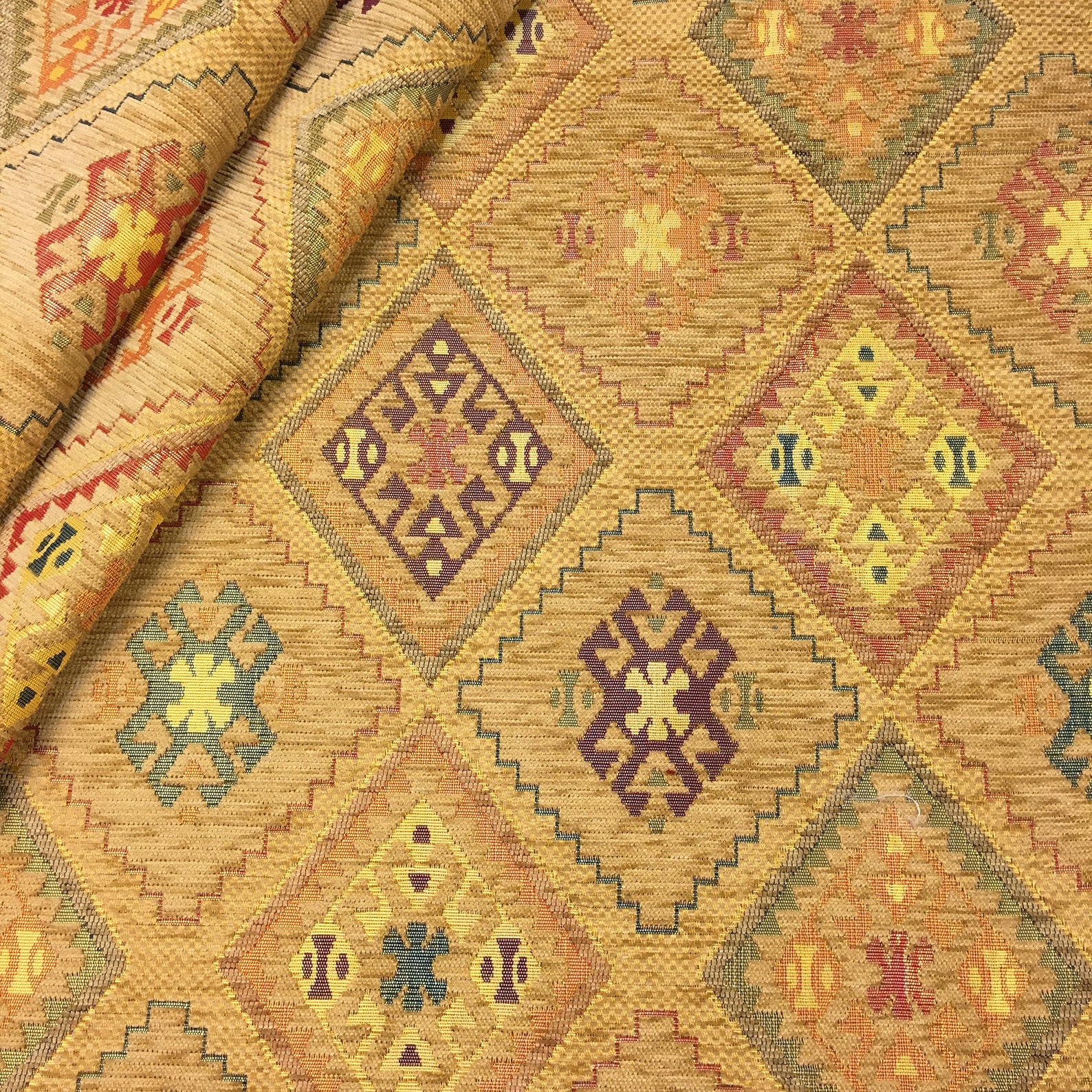 Kilim Upholstery Fabric by the Yard Turkish Boho Tribal Aztec Etsy