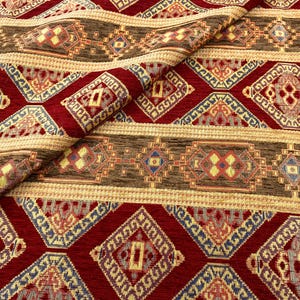 Kelim Polsterstoff Rot Braun Boho Türkisch Ethnic Azteker Stoff Ottomane Gobelin Möbel Couch Stuhl Sofa Stoff Meterware
