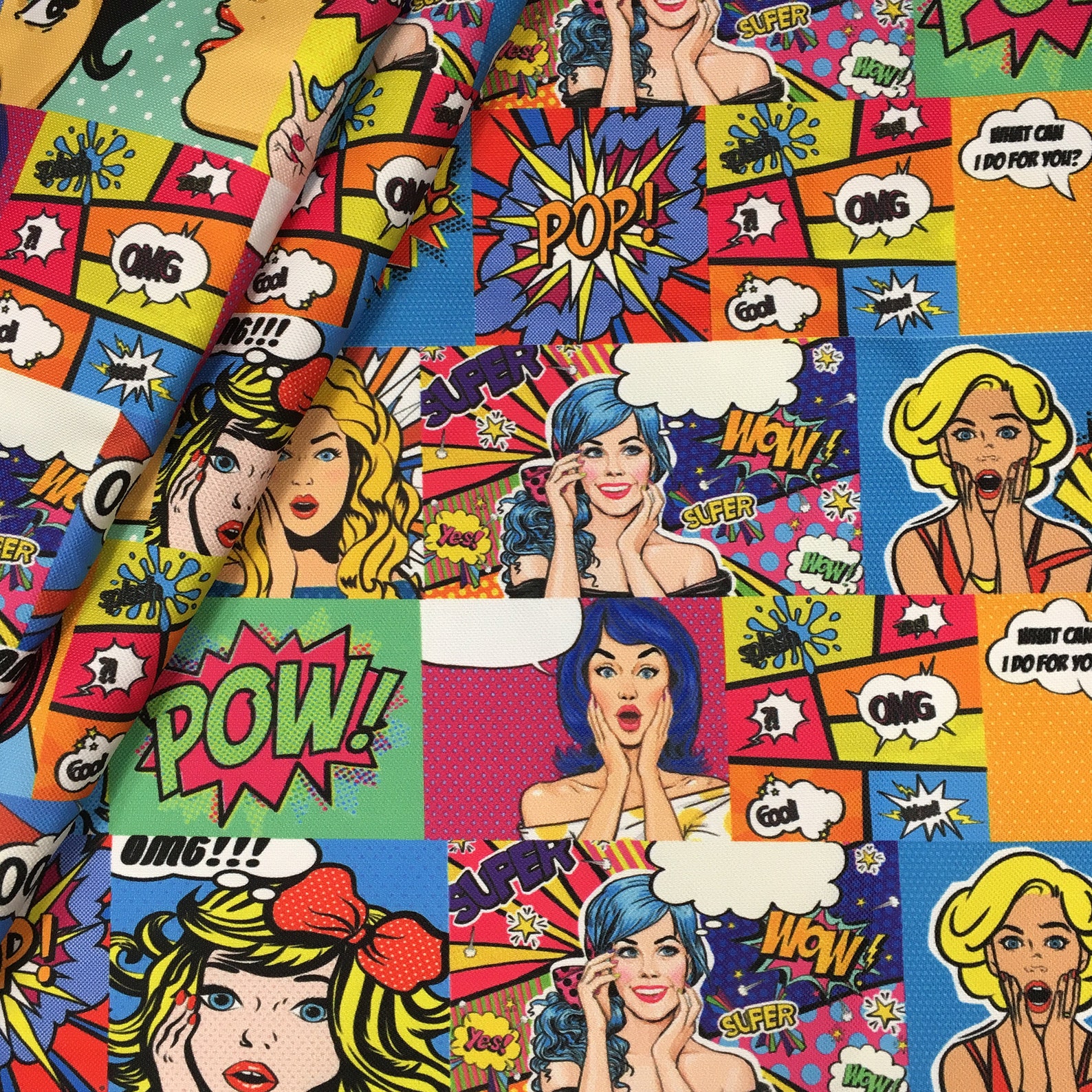 Pop Art Comic Book Fabric by the Yard Retro Comic Women Pow - Etsy