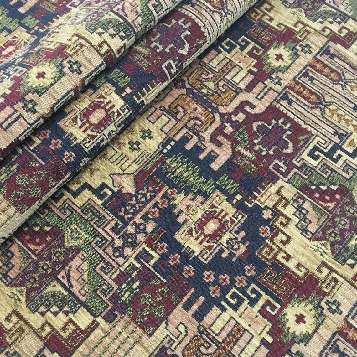 Upholstery Kilim Fabric by the Yard Beige Turkish Boho Tribal Etsy