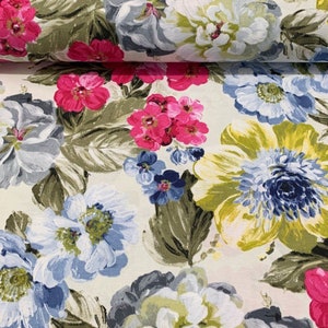 Floral Upholstery Fabric, Water Repellent Canvas Outdoor Fabric, Vintage Retro Flowers Home Textile Chair Sofa Furniture Fabric by the Yard