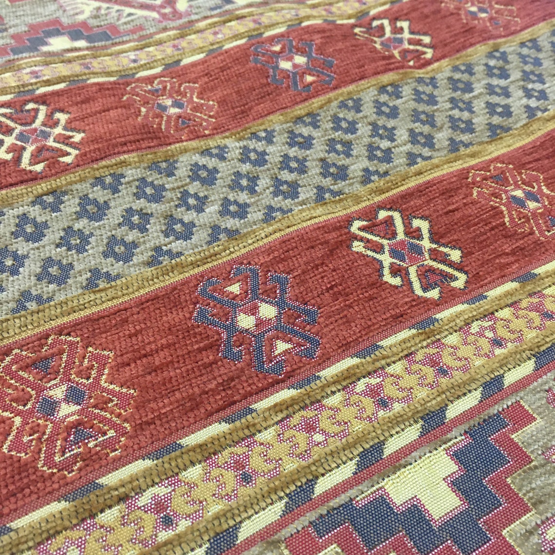 Upholstery Kilim Fabric by the Yard Turkish Boho Tribal Aztec Etsy