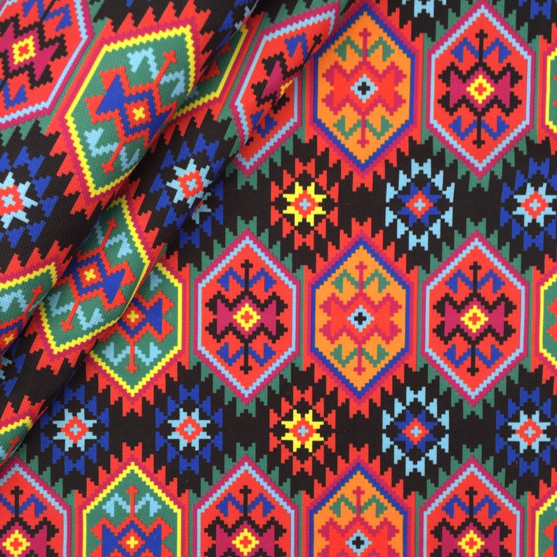 Kilim Pattern Upholstery Fabric Boho Retro Colorful Rug Print Etsy