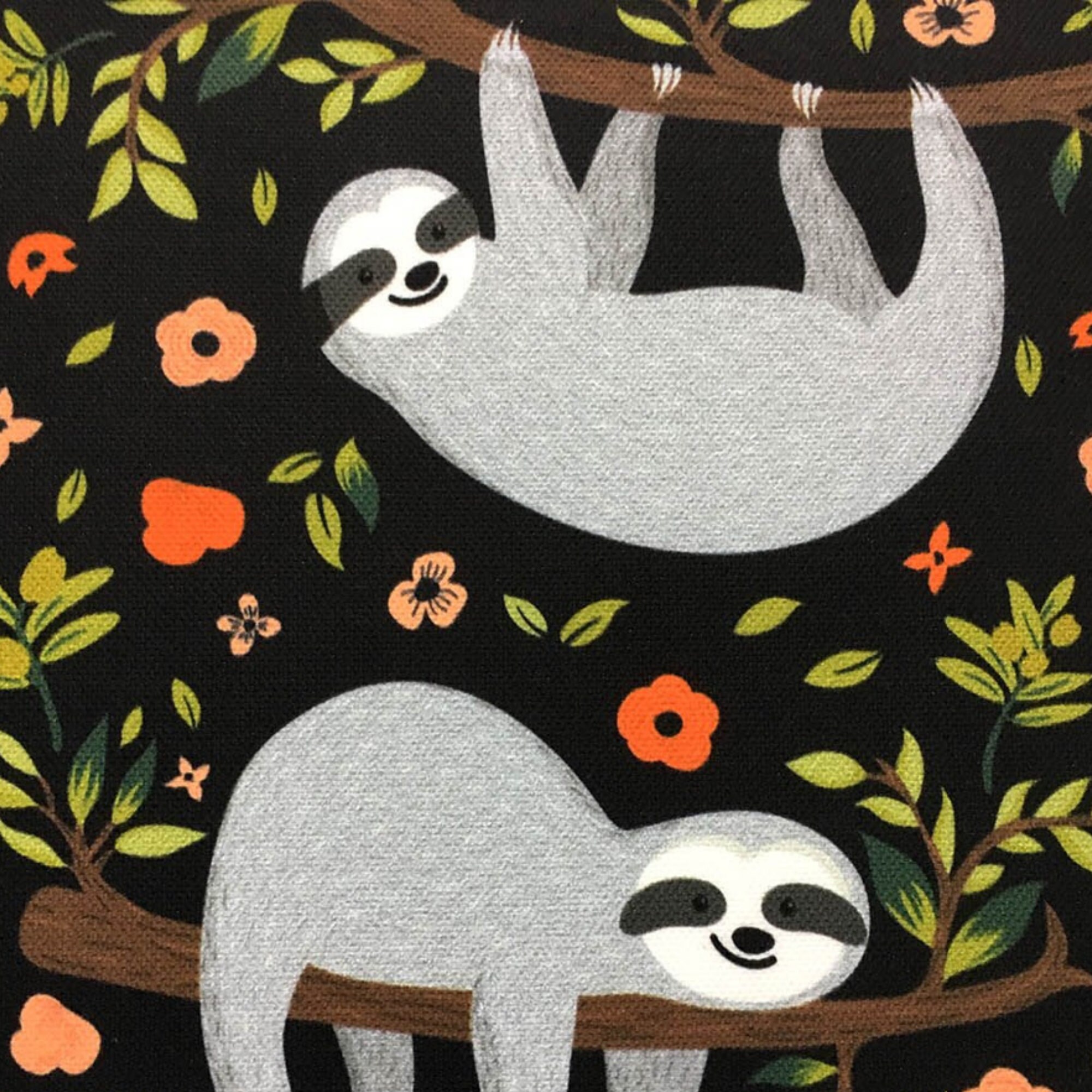 Sloth Print Fabric by the Yard Tropical Trees and Hanging - Etsy