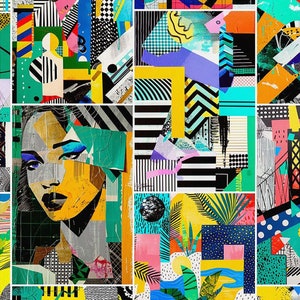 Pop Art Comic Book Fabric Retro Abstract Comic Collage Print Home Decor Tapestry Curtain Furniture Chair Sofa Upholstery Fabric by the Yard