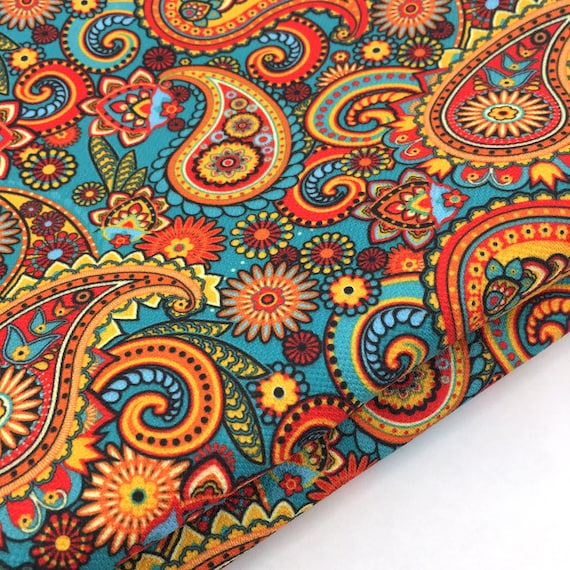 Retro Paisley Print Bohemian Upholstery Fabric Colorful Bag Home