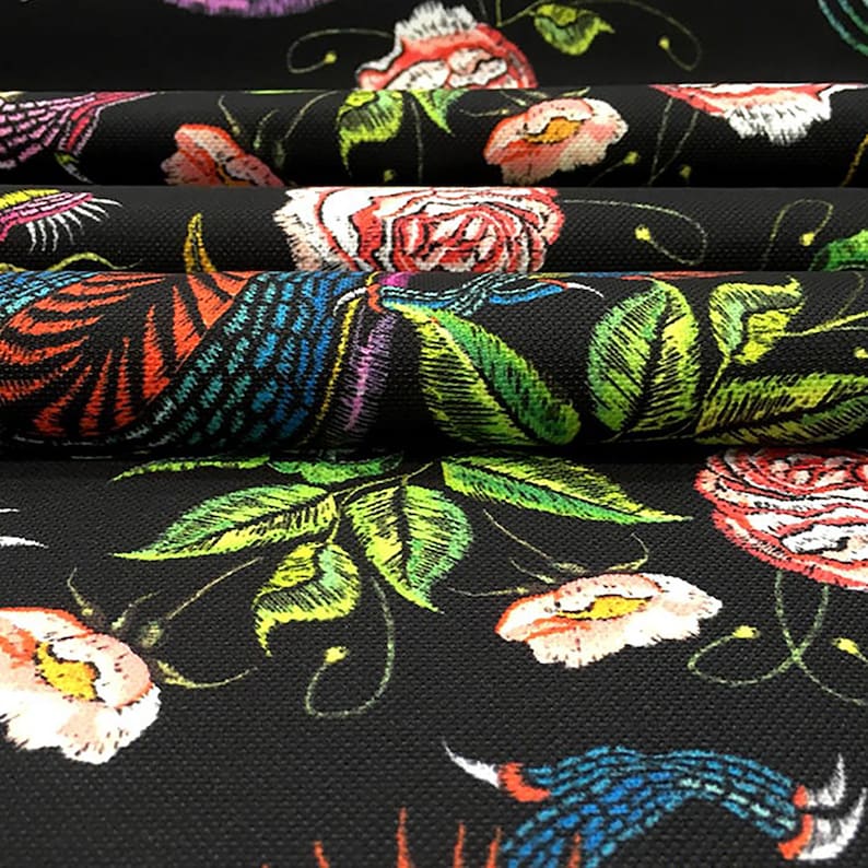 Japanese Dragon Fabric by the Yard, Asian Floral Dragon Print Home Decor Tapestry Furniture Chair Sofa Couch Bench Upholstery Fabric image 2