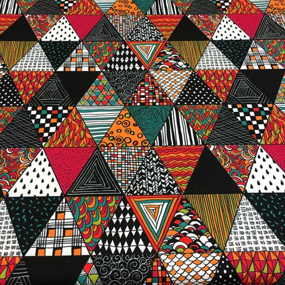 Bohemian Triangles Fabric by the Yard Boho Ethnic Geometric 