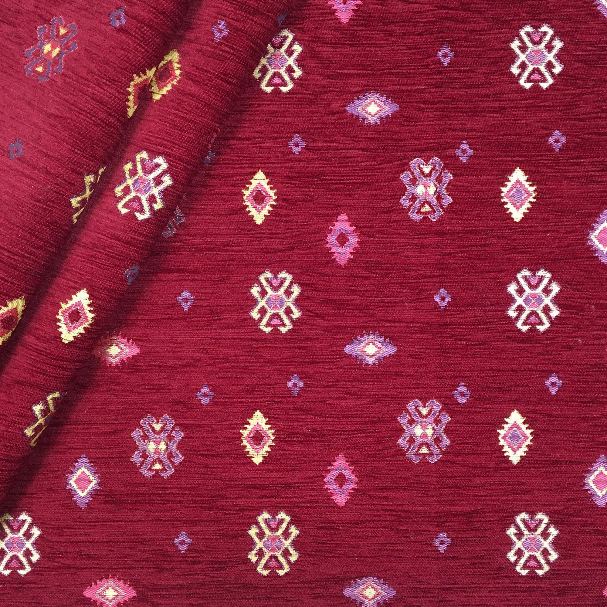 Turkish Kilim Upholstery Fabric by the Yard Dark Red Bohemian Etsy