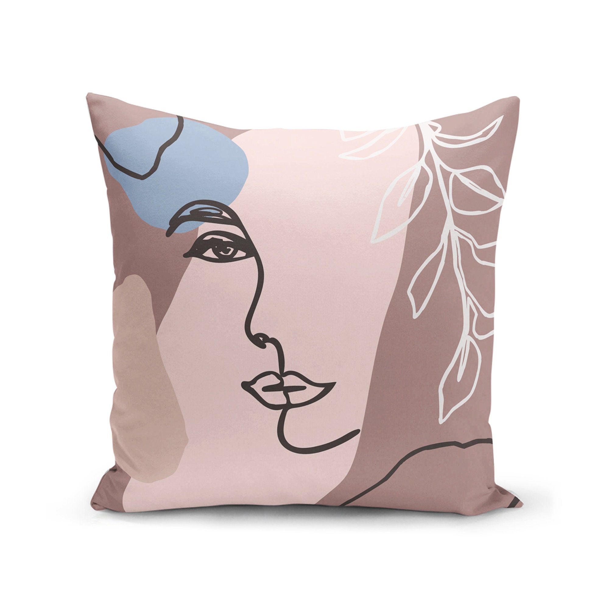 Abstract Boho Throw Pillow Covers Modern Pastel Woman Face Etsy