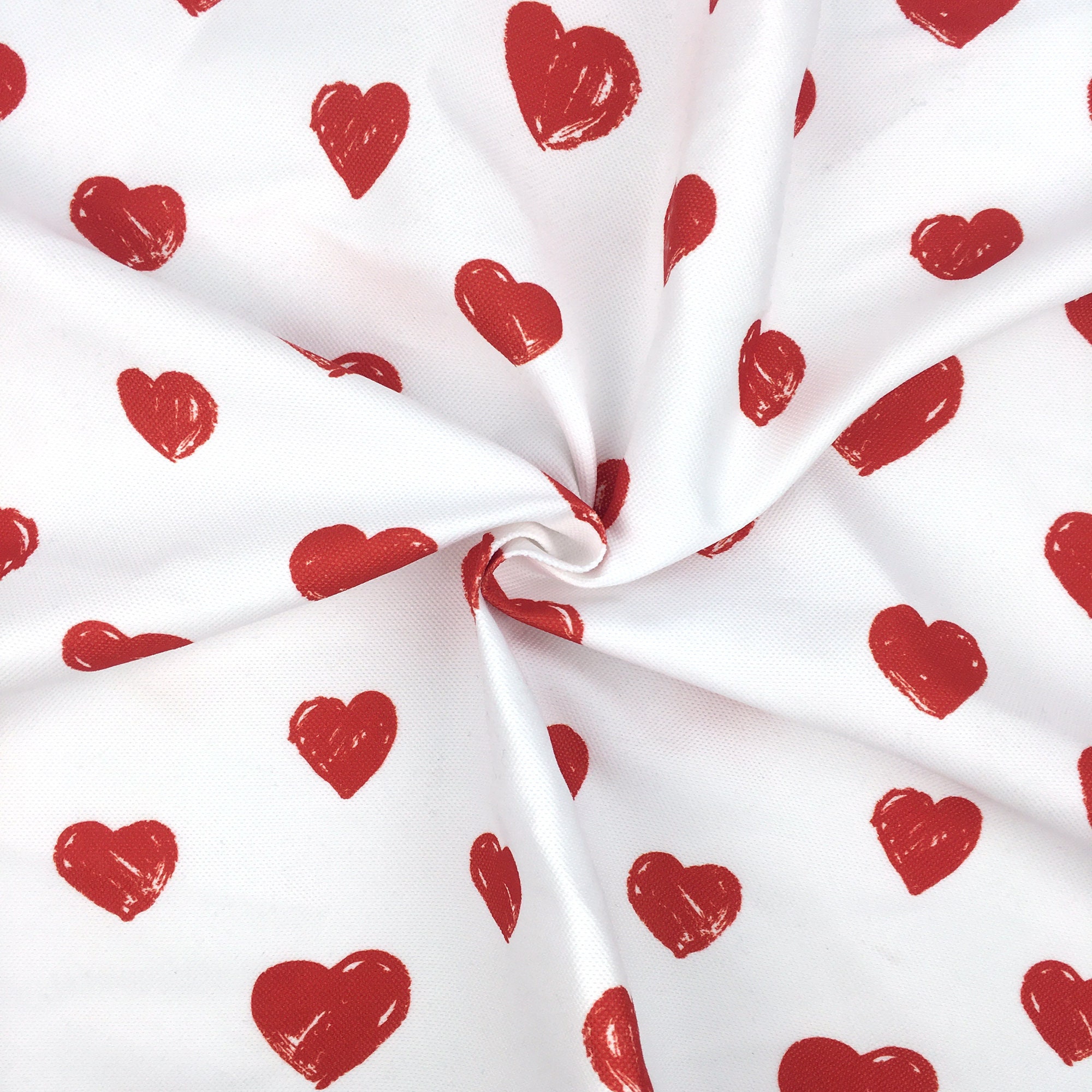 Heart Print Fabric by the Yard Red Hearts Love Print Home Etsy