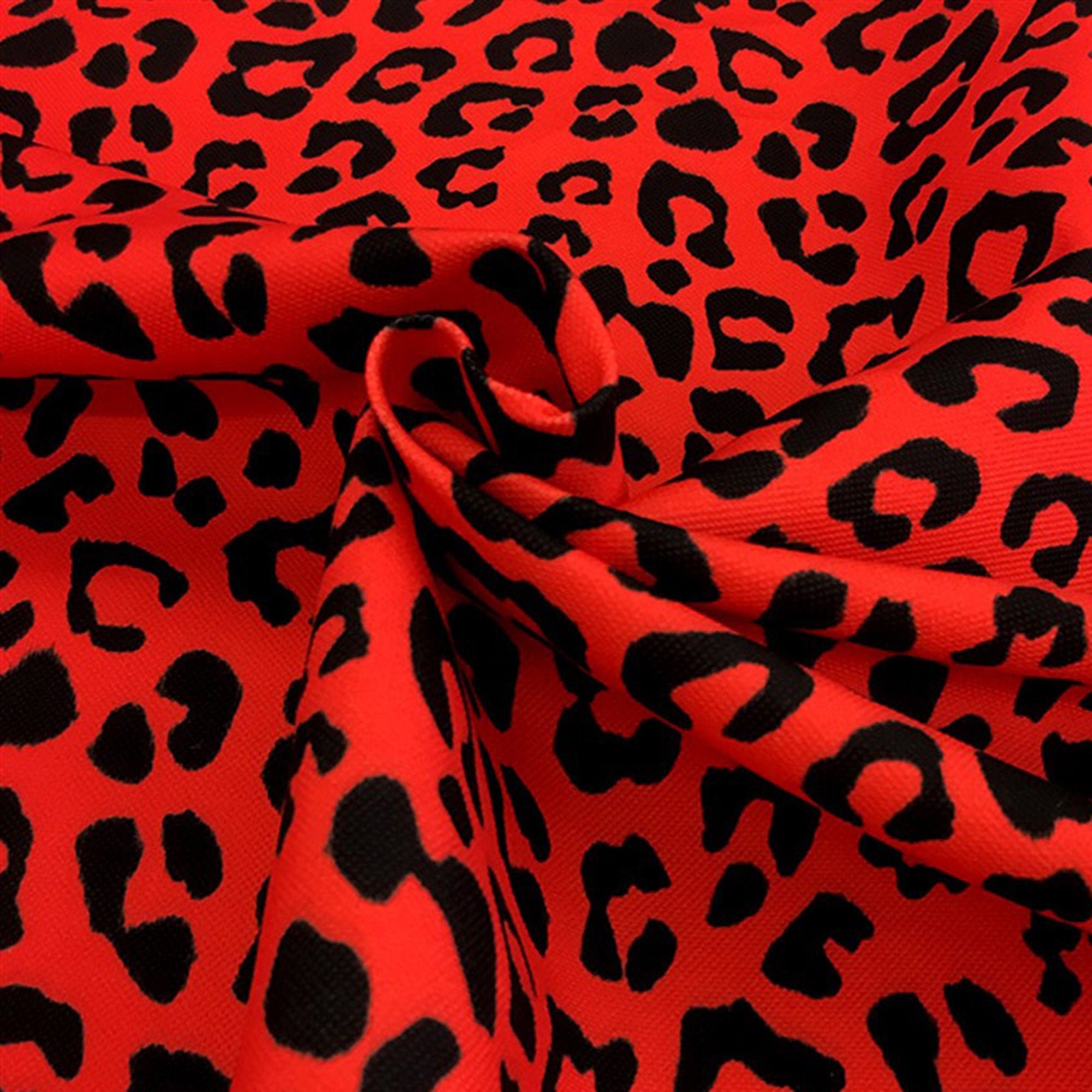 Red Leopard Fabric by the Yard Black & Red Cheetah Animal - Etsy