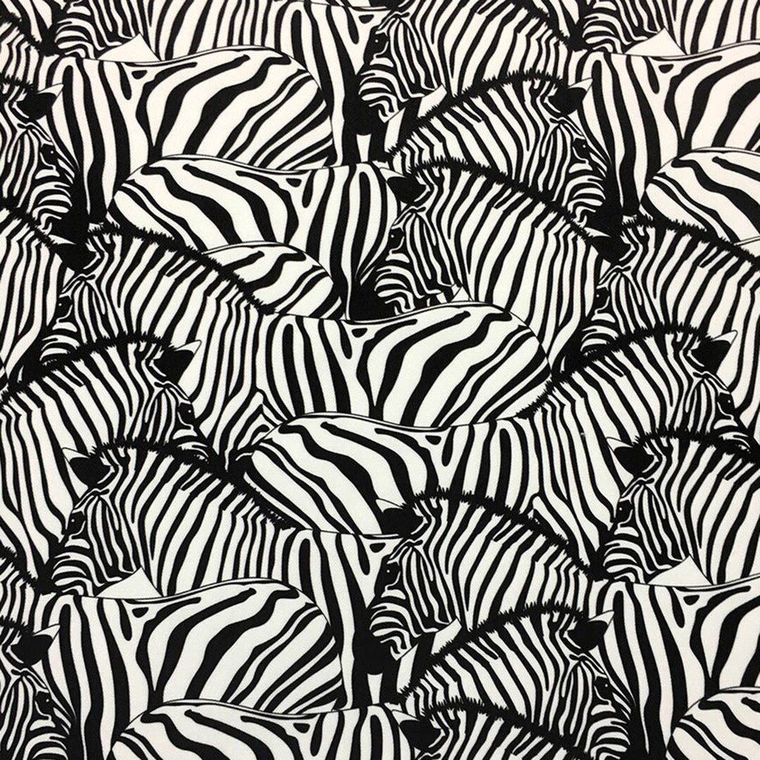 Zebra Print Fabric by the Yard, Black and White Zebra Herd Animal Print Home Decor Drapery