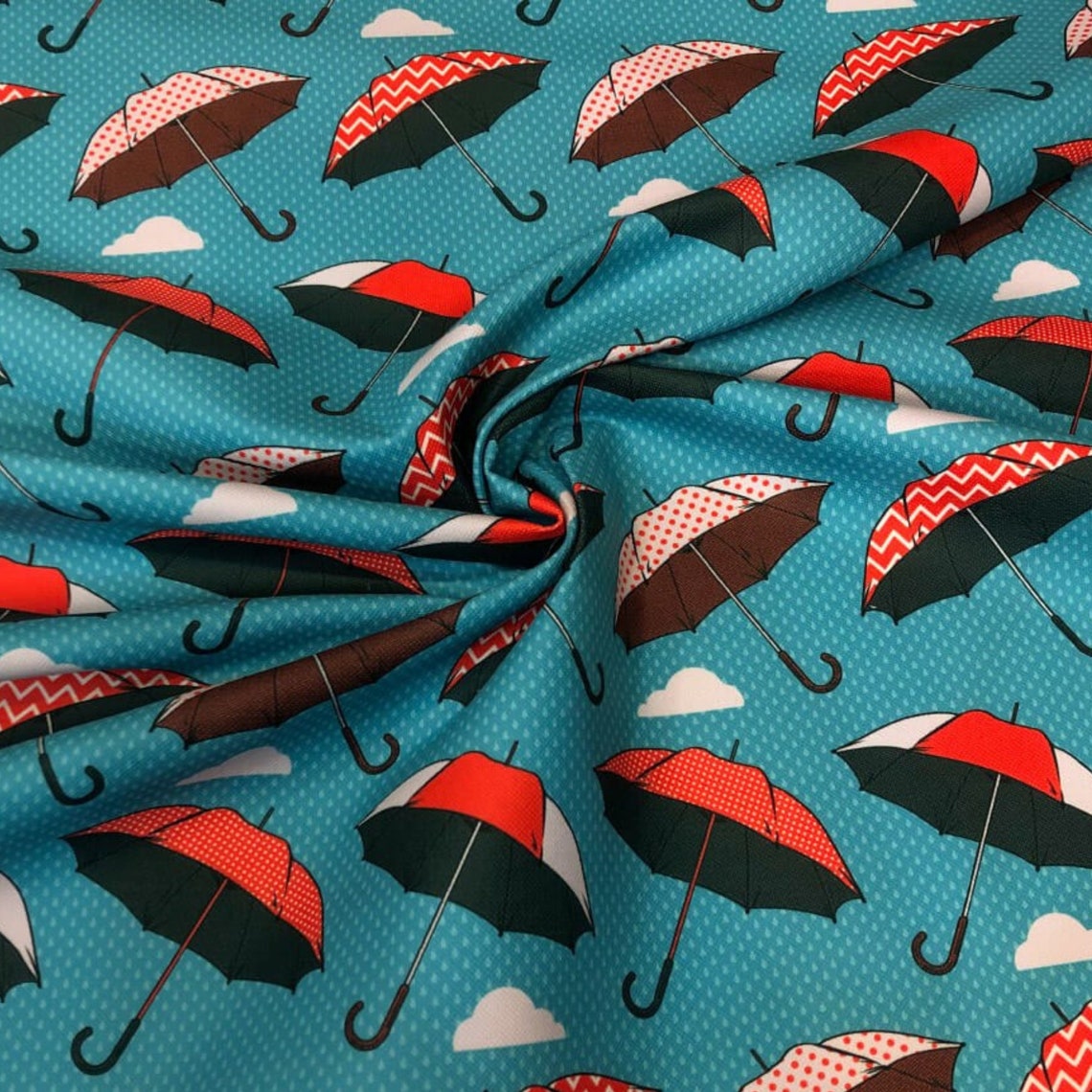 Pop Art Umbrella Fabric by the Yard Colorful Raining Etsy