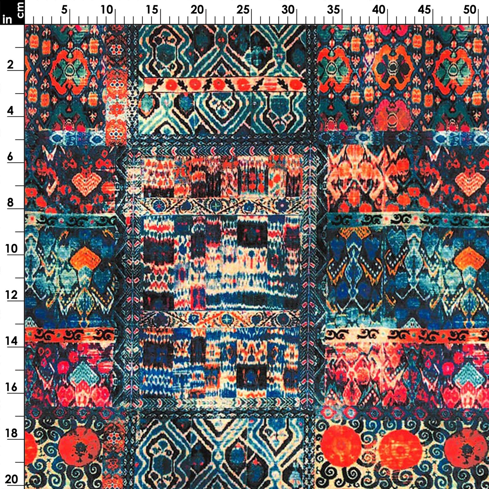 Ikat Aztec Kilim Pattern Fabric by the Yard Blue Red Rustic Etsy