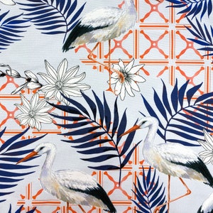 Floral Bird Print Upholstery Fabric Decorative Leaves and Cranes Print Home Decor Curtain Tapestry Furniture Chair Sofa Fabric by the Yard