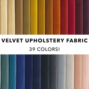 Cotton Velvet Upholstery Fabric, Heavy Duty Matte Velvet Material, 39 Colors Home Decor Furniture Headboard Chair Sofa Fabric by the Yard