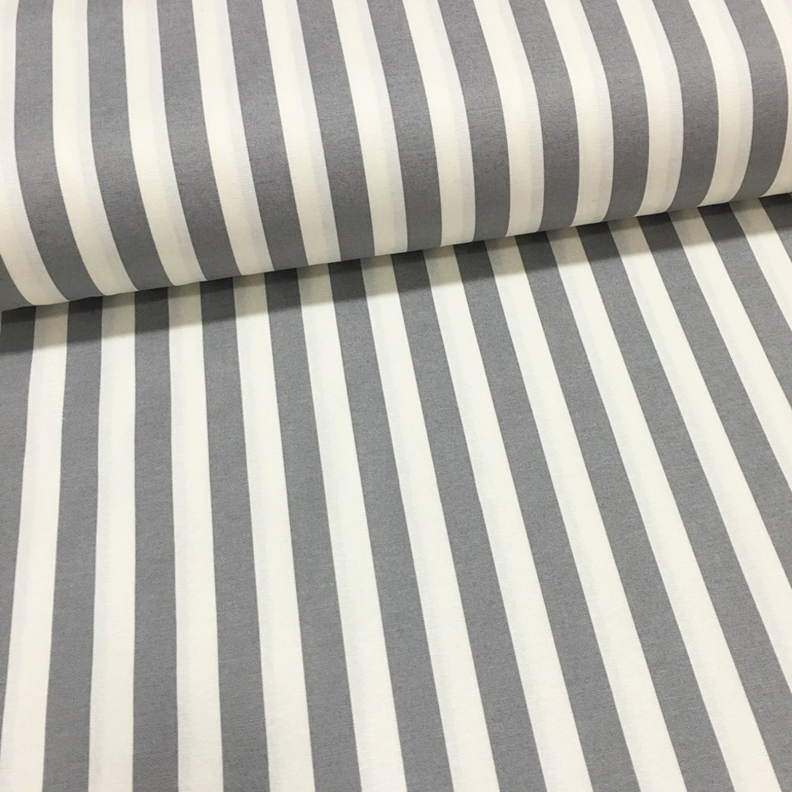 Grey White Striped Canvas Fabric by the Yard Waterproof Etsy