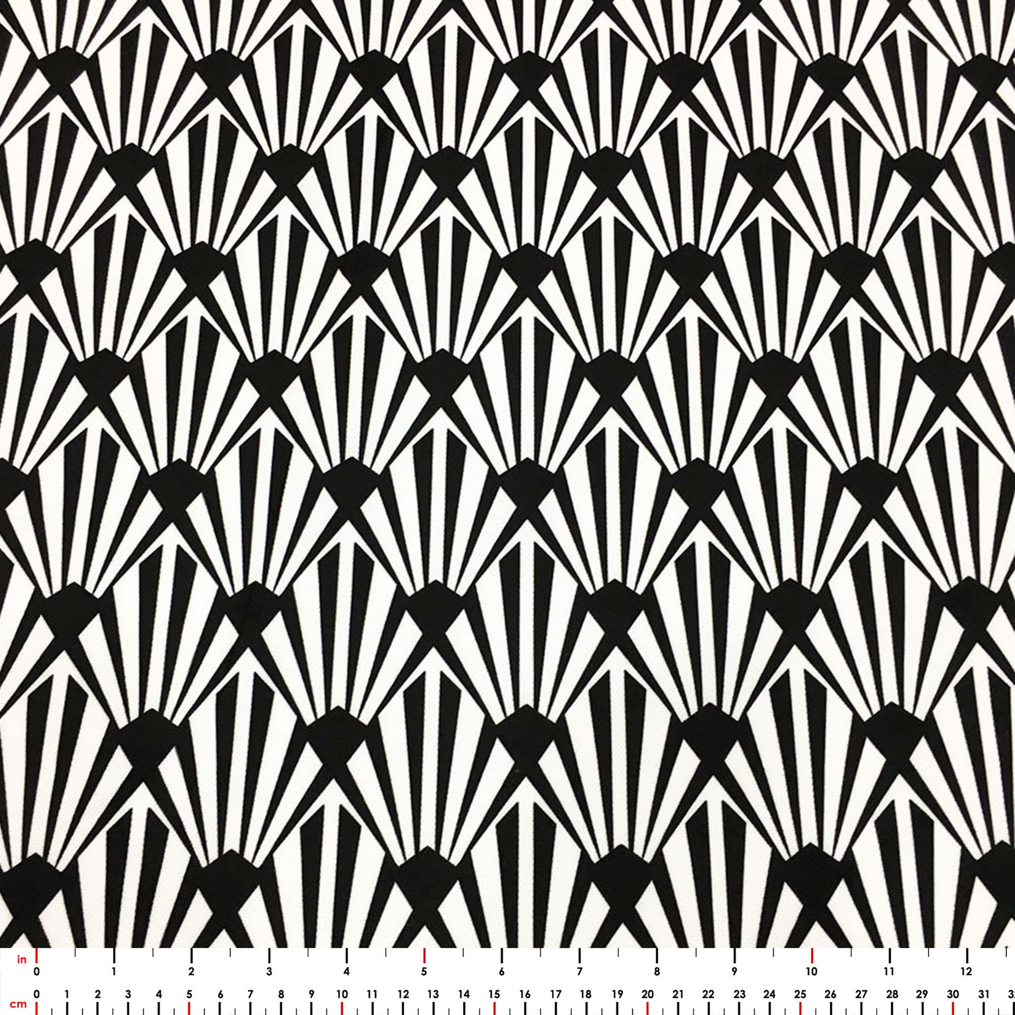Black and White Art Deco Fabric by the Yard Geometric Fan - Etsy