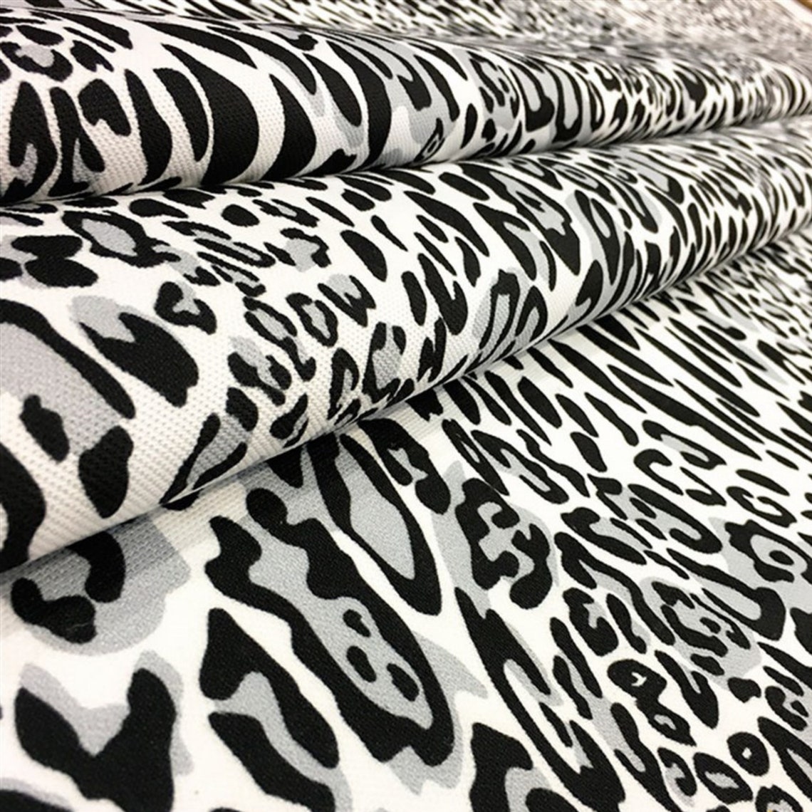 Leopard Print Fabric by the Yard Black White Grey Cheetah Etsy