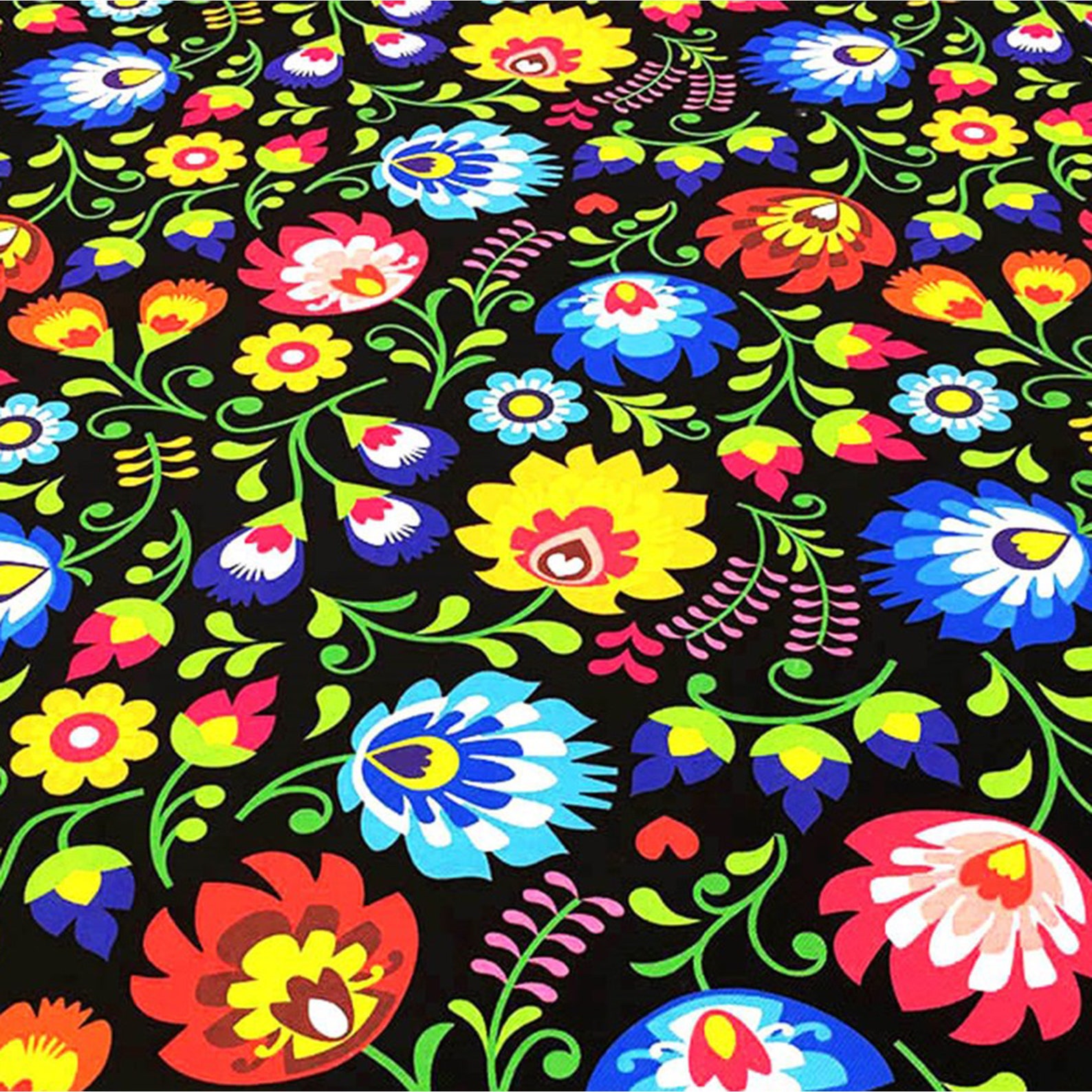 Polish Folk Art Floral Upholstery Fabric Abstract Boho Ethnic Etsy
