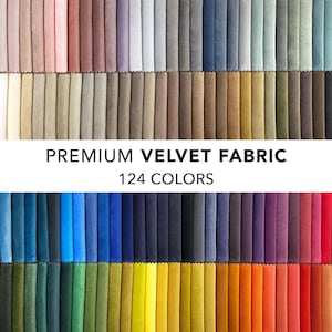 Velvet Upholstery Fabric, Cotton Plain Classic Velvet Fabric by the Yard, 124 Colors, Premium Velvet Fabric for Sofa Chair Curtain Furniture