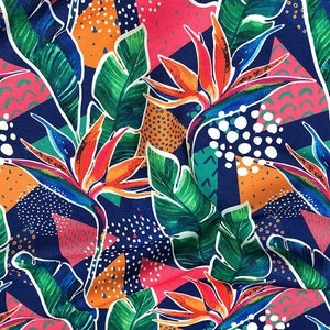Abstrakter Marine-tropischer Polsterungs-Stoff Lebendige Blumen-Botanische Blätter-Druck-Wohnkultur-Drapy-Sofa-Stuhl- Einrichtungs-Stoff Großvorrat