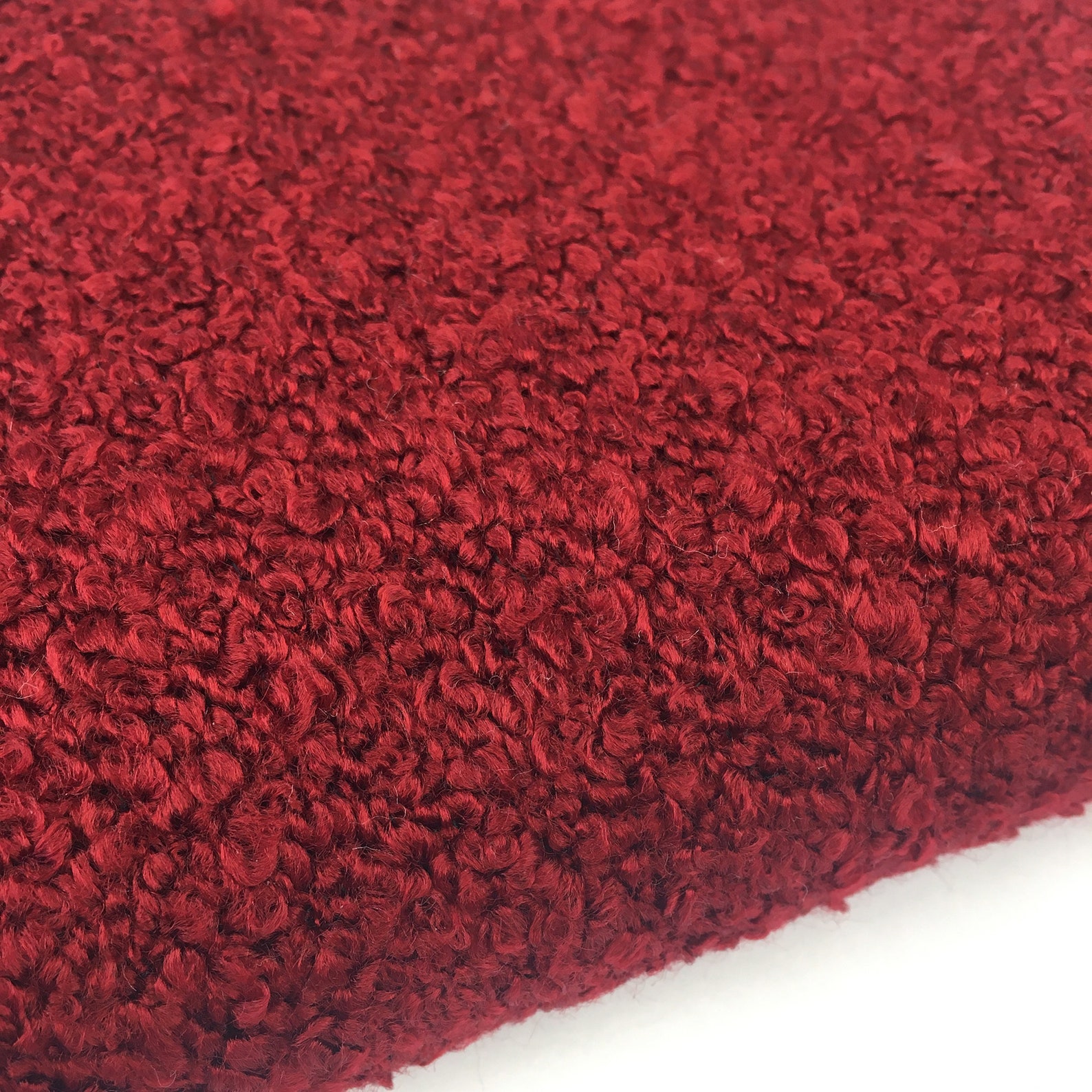 Boucle Upholstery Fabric by the Yard Crimson Red Puffy Etsy