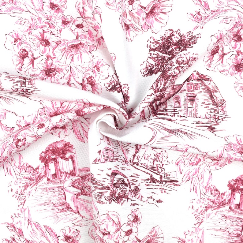 Toile de Jouy Upholstery Fabrics by the Yard, Scenery Landscape Painting Print Home Decor Drapery Sofa Chair Furniture Upholstery Fabric image 8