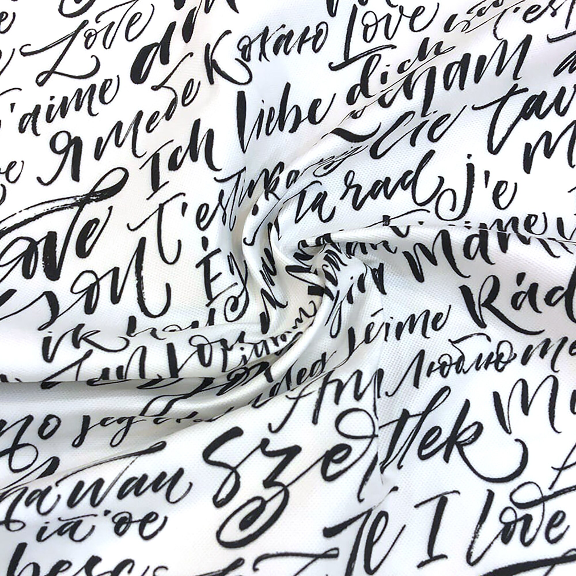 I Love You Valentine S Day Fabric Black And White Romantic Etsy 日本