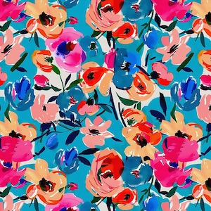 Abstract Colorful Floral Fabric Watercolor Bright Flowers Art Print Decorative Upholstery Curtain Furniture Chair Sofa Fabric by the Yard