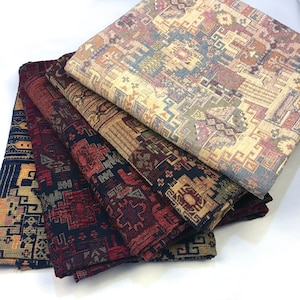 Turkish Kilim Upholstery Fabrics Bohemian Aztec Western Woven Chenille Home Decor Tapestry Rug Furniture Chair Sofa Fabric by the Yard