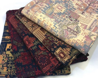 Turkish Kilim Upholstery Fabrics Bohemian Aztec Western Woven Chenille Home Decor Tapestry Rug Furniture Chair Sofa Fabric by the Yard