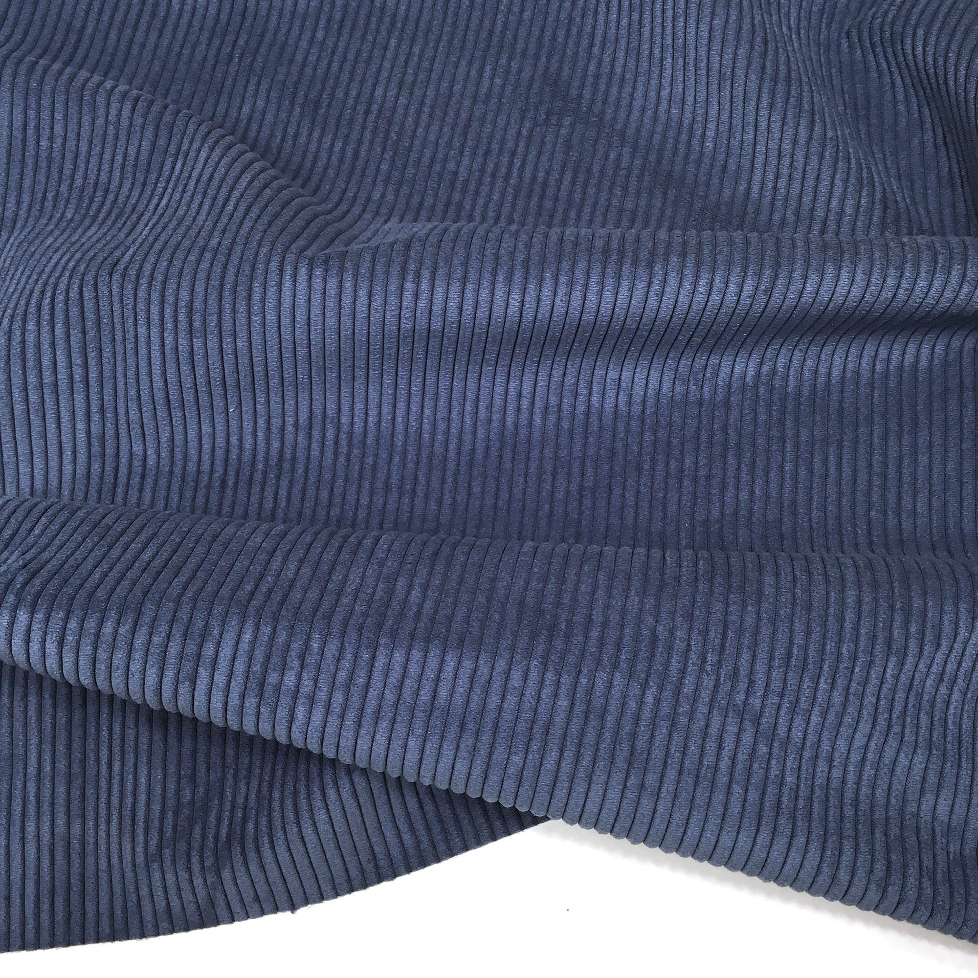Blue Velvet Upholstery Fabric by the Yard Wide Wale Corduroy Etsy