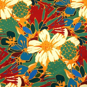 Boho Floral Fabric by the Yard, Abstract Vibrant Colors Flowers and Leaves Print Decorative Furniture Upholstery Fabric for Chair Sofa Bench