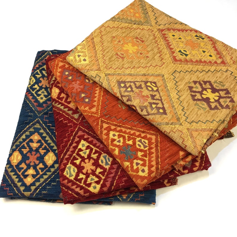 Kilim Upholstery Fabrics by the Yard Turkish Boho Tribal Etsy