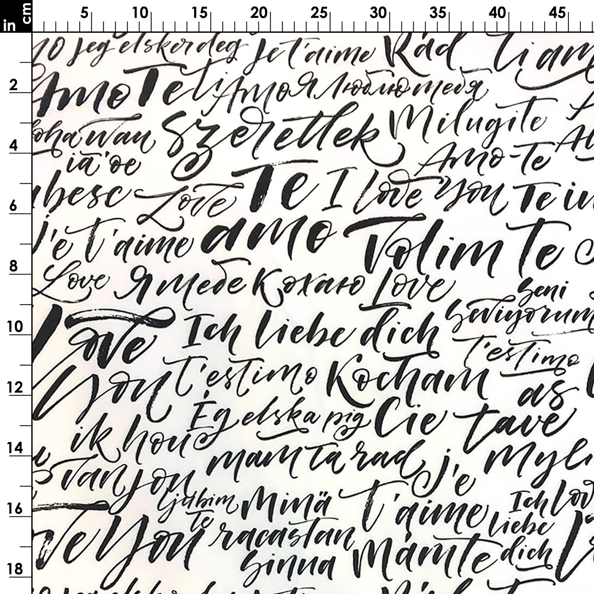 I Love You Valentine S Day Fabric Black And White Romantic Etsy 日本