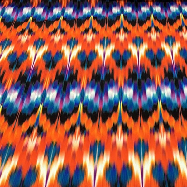 Vibrant Ikat Upholstery Fabric Colorful Trippy Tribal Print Material Home Decor Curtain Tapestry Furniture Chair Sofa Fabric by the Yard