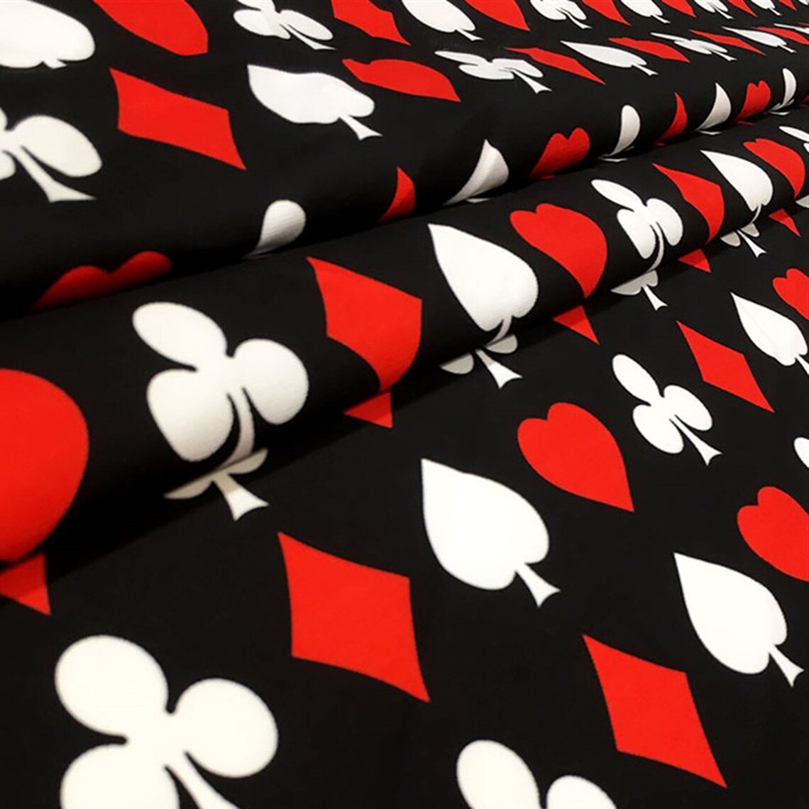 Playing Cards Fabric by the Yard Black Poker Gambling Game Etsy