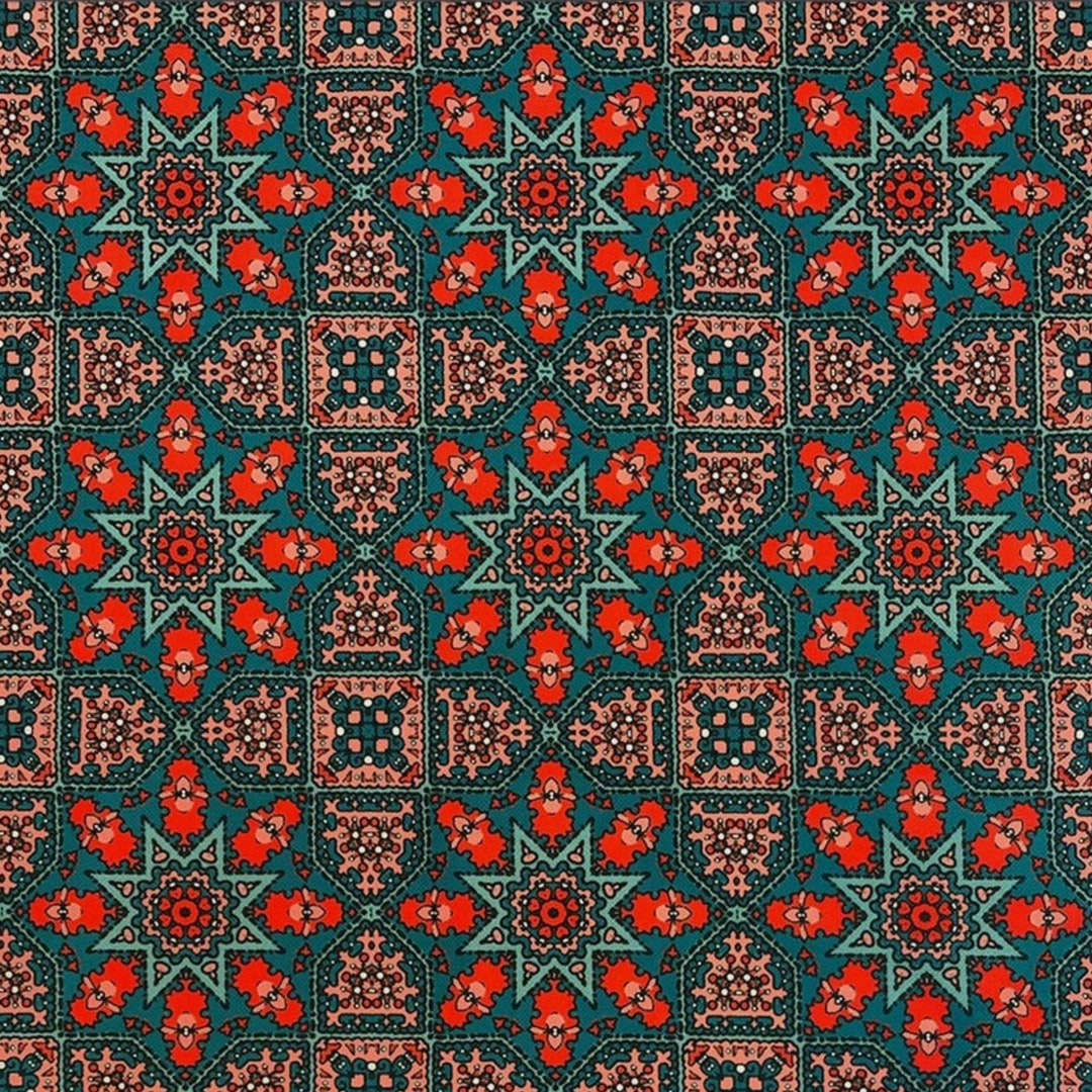 Turkish Upholstery Fabric by the Yard, Ornamental Contrast Ceramic