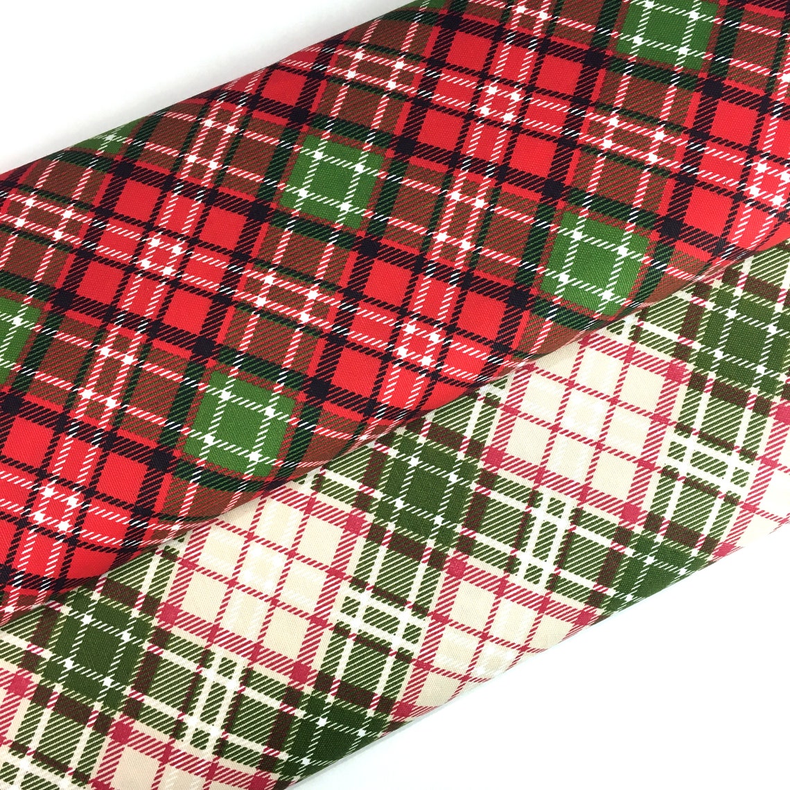 Red Green Plaid Christmas Fabric by the Yard Water Resistant Etsy