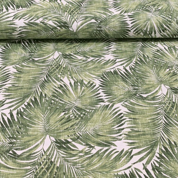 Green Tropical Palm Leaf Fabric Water Repellent Cotton Canvas Outdoor Upholstery Home Decor Curtain Chair Sofa Furniture Fabric by the Yard