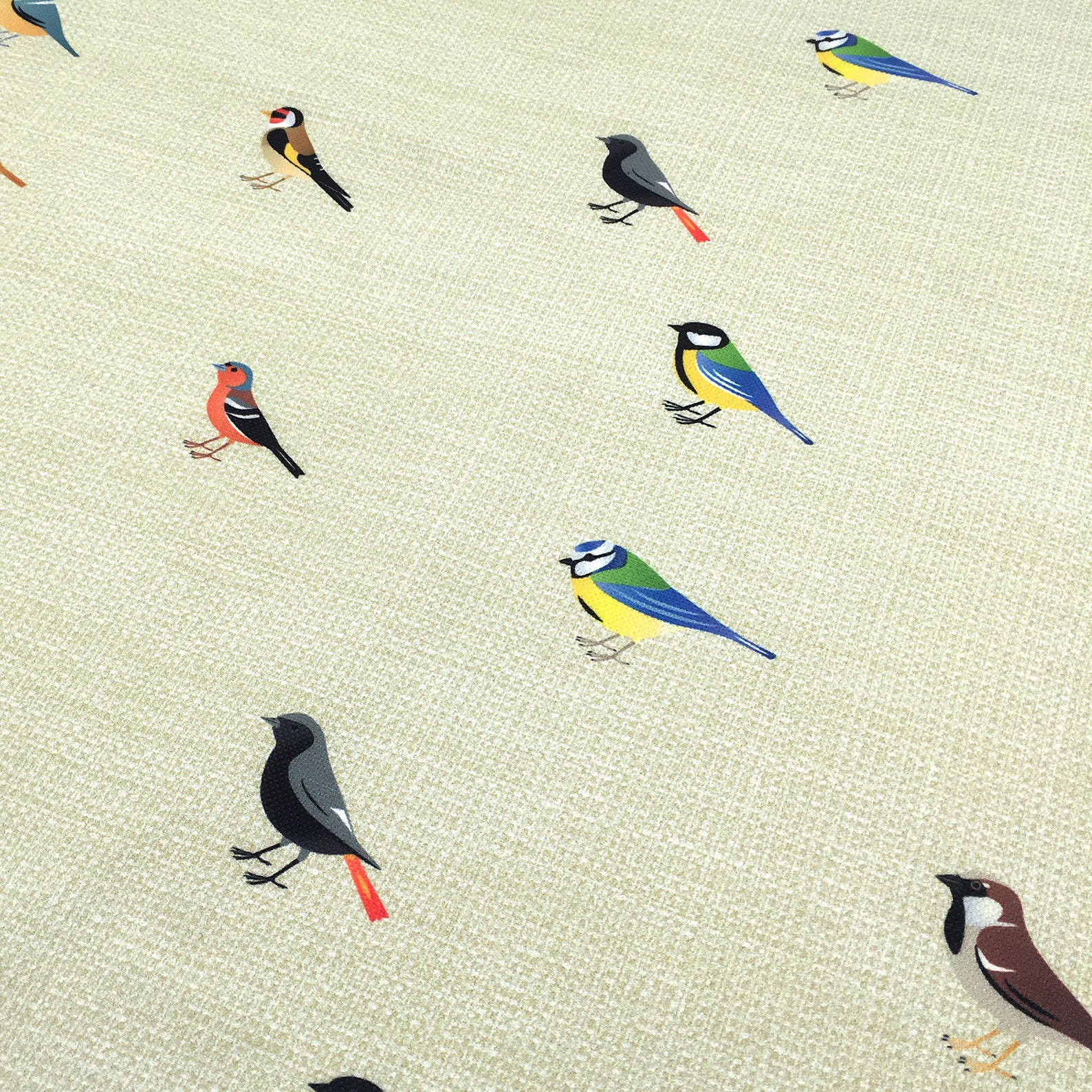 Sparrow Bird Print Fabric by the Yard Colorful Birds on Linen Etsy