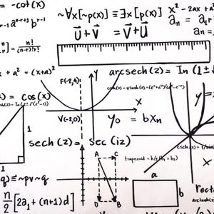 Math Formula Fabric by the Yard, Black and White Geeky Nerdy Mathematics Science Print Teacher Student Classroom Back to School Fabric